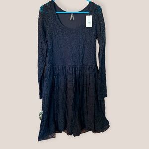 Stetson Black Long sleeve Lace Dress